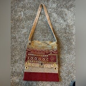 Vintage Handmade midcentry modern Tapestry/Carpet crossbody bag